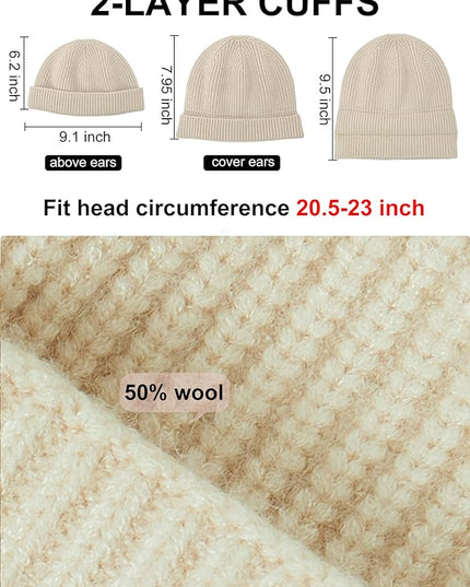 vidsel Thin Wool Fisherman Beanie Hat for Men Women Fall Winter,Short Knit Cuffed Fashion Trawler Skull Cap,Watch Cap