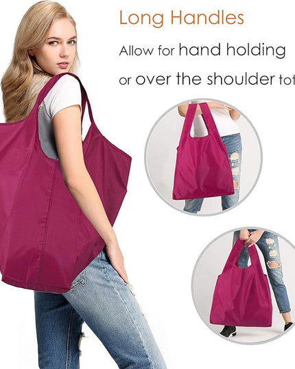 BeeGreen Cerise Reusable Grocery Bags Wholesale Reusable Kitchen Bags Bulk Foldable-Machine Washable with Zipper Storage Pouch 50 Packs