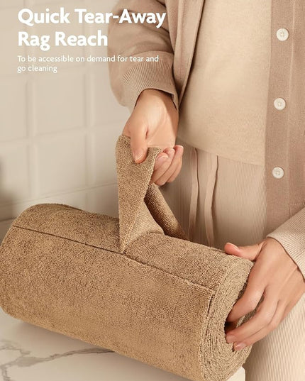 Fantasticlean Microfiber Cleaning Cloth Roll -90 Pack, Tear Away Microfiber Towels, 12" x 12", Reusable, Washable, Scratch Free, Ultra Absorbent for All-Around Cleaning Supplies (Tan)