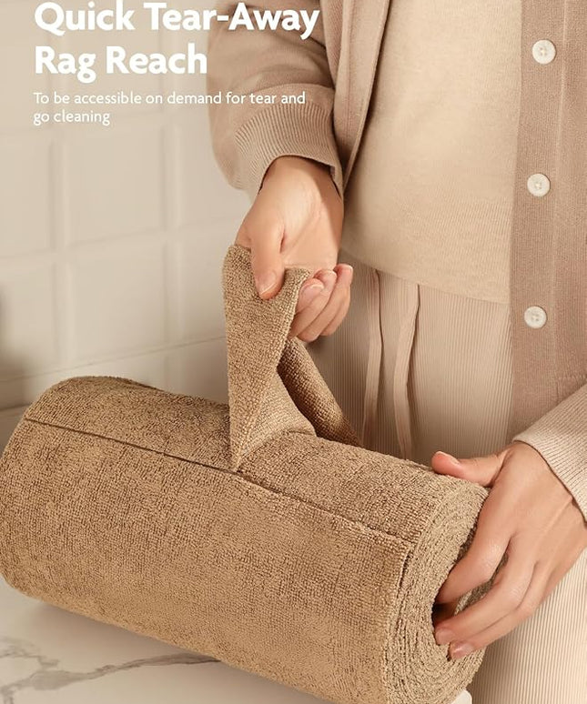 Fantasticlean Microfiber Cleaning Cloth Roll -90 Pack, Tear Away Microfiber Towels, 12" x 12", Reusable, Washable, Scratch Free, Ultra Absorbent for All-Around Cleaning Supplies (Tan)