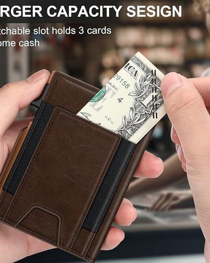 Wallet for Men Wallet with Slim Pop Up Card Holder 9-13 Cards, Bifold Minimalist Smart Wallet RFID Blocking Credit Card Holder with ID Window & Stretchable Cash Slot Compact Metal Aluminum Card Case