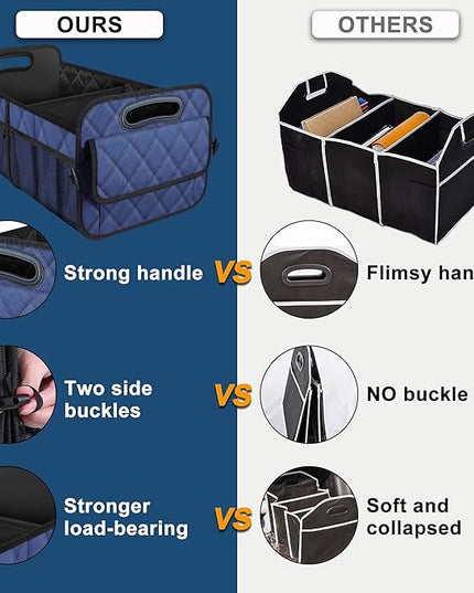 Deosk Car Trunk Organizer for SUV, Car Organizers and Storage with 6 Pocket, Car Accessories for Women/Men 50L Waterproof Polyester Trunk Organizer(Medium, Dark Blue)