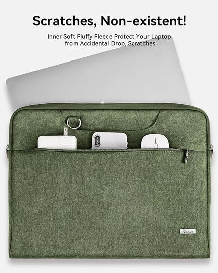 Voova Laptop Bag 15.6 Inch, Waterproof Computer Sleeve Carrying Case with Shoulder Straps & Handle Compatible with Macbook Air 15 M2/M3/M4, MacBook Pro 15/16, 15-16 Inch Hp Dell Lenovo, Army Green