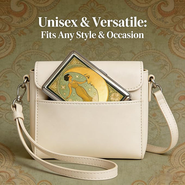 Vintage - Style Versatile Card & Cash Case With RFID Protection, Durable Metal Slim Wallet Blunt Case Blocking Card Holder for Women Men Credit ID Business Cards (#I)