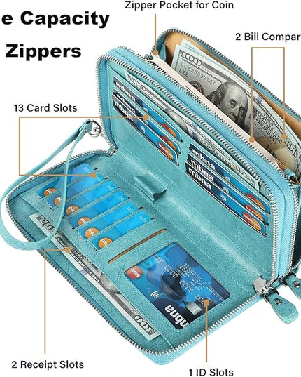 Lavemi Small Compact Women Wallet RFID Blocking Genuine Leather Bifold Purse with ID Windows