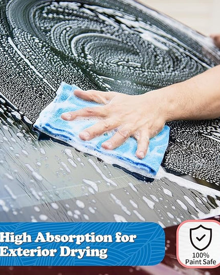 FIXSMITH Microfiber Cleaning Cloth, Shop Towels Bulk, 24 Pack Blue Microfiber Towels for Cars, All-Purpose Absorbent Cleaning Rags, Dust Cloth for Automotive, Mechanic, Garage, Bar, 12 x 11 inch