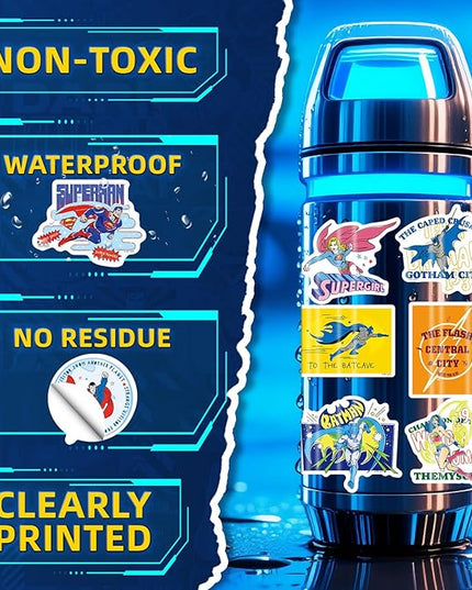 Superhero Stickers for Water Bottles – 50PCS Cute Cartoon Stickers for Kids, Teens, Adults – Waterproof Vinyl Decal Sticker for Laptop, Phone, Skateboard, Scrapbook, Party Favors, Gifts