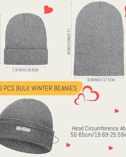 Toulite Bulk Winter Beanies for Homeless Donation Unisex Warm Knitted Beanie Hats Skull Cap
