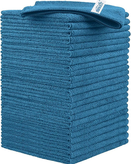 HOMEXCEL Navy Blue Microfiber Cleaning Cloth, 24 Pack Cleaning Towels for Kitchen, Lint Free, Scratch-Free, Highly Absorbent, and Reusable Cleaning Rags for House, Window, Cars, 11.5 X11.5 inch