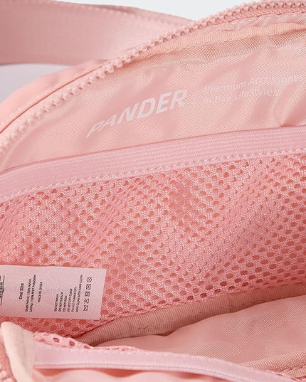 Pander Two Way Zipper Fanny Pack Nylon Everywhere Belt Bag for Women, Water Repellent Waist Packs, Crossbody Bags with Adjustable Strap (Mono Pink).