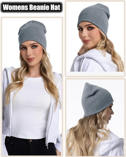 choshion 100% Cotton Beanie Hat, Cuffless Beanies Warm Knit Winter Skull Cap, Unisex Soft Fisherman Hats for Women Men