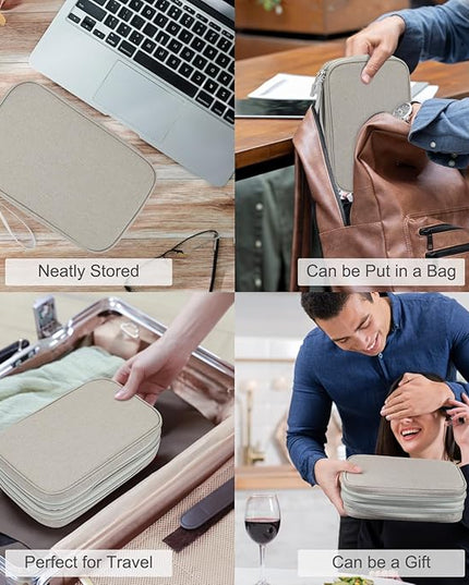 FYY Electronic Organizer, Large Travel Cable Organizer Bag Pouch Electronic Accessories Carry Case Portable Waterproof Double Layers All-in-One Storage Bag for Cable, Cord, Charger, Phone, Khaki