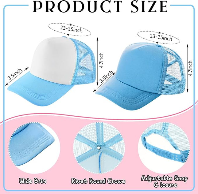 Hercicy 40 Pack Sublimation Blank Trucker Hat Bulk Baseball Cap Adjustable Mesh Unisex Polyester Hat Heat Transfer