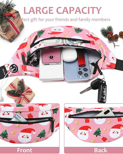 MAXTOP Large Crossbody Fanny Pack with 4-Zipper Pockets,Gifts for Enjoy Sports Festival Workout Traveling Running Casual Hands-Free Wallets Waist Pack Phone Bag Carrying All Phones