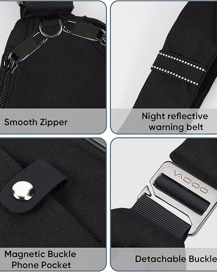 VADOO Sling Bag for Men and Women, Anti theft Crossbody Bag Lightweight Shoulder Chest Bag for Travel Gym