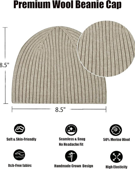 choshion Wool Knit Fisherman Beanie Hat for Men Women,Cuffless Warm Short Cuff Beanies Toboggan Ski Hats Winter Skull Cap