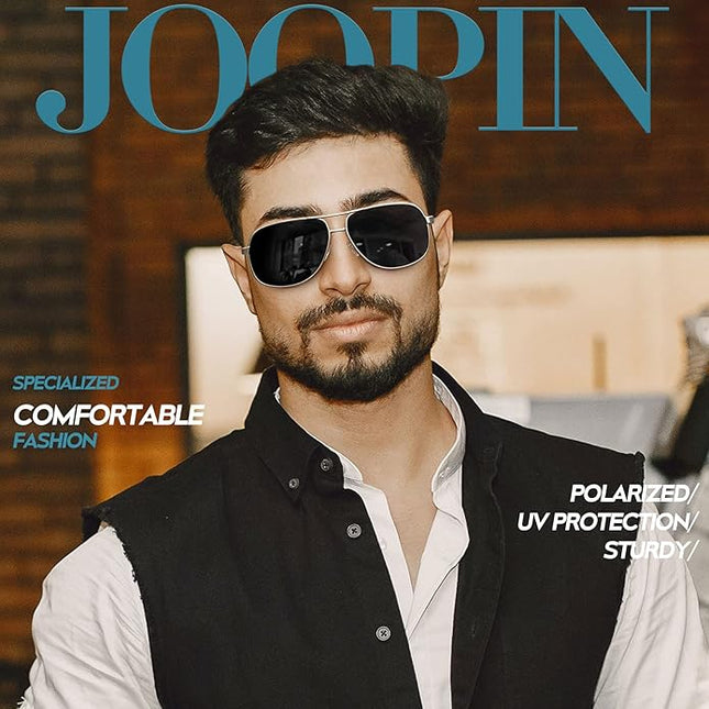 Joopin Polarized Metal Aviation Sunglasses Men, Classic Military Sun Glasses Women, Rectangle Shades UV400 Protection Costume
