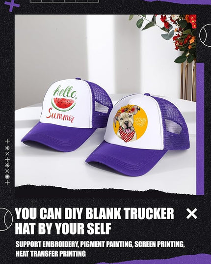 10 Pcs Sublimation Blank Trucker Hats Bulk Mesh Baseball Cap Polyester Mesh Trucker Hat for Men and Women