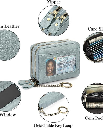 GOIACII Small Genuine Leather Wallet for Women, RFID Blocking Credit Card Holder Wallet