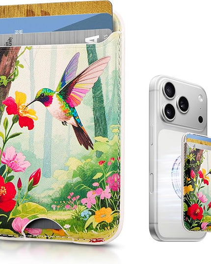 Magnetic Mag-safe Wallet Cell Phone Card Holder for Phone Case with Mag-Safe, Stronger Magnetic RFID Leather Phone Wallet Stick on for iPhone 17/16/15/14/13/12 Series, Fit 3 Cards