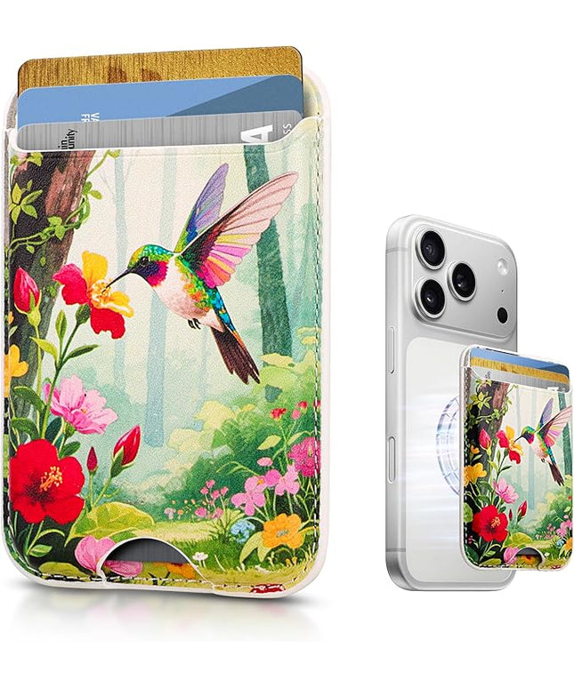 Magnetic Mag-safe Wallet Cell Phone Card Holder for Phone Case with Mag-Safe, Stronger Magnetic RFID Leather Phone Wallet Stick on for iPhone 17/16/15/14/13/12 Series, Fit 3 Cards