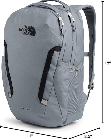 THE NORTH FACE Vault Everyday Laptop Backpack | Commuter Travel Bag with Water-Repellent Finish, Spacious Main Compartment, Mid Grey Dark Heather/TNF Black, OS