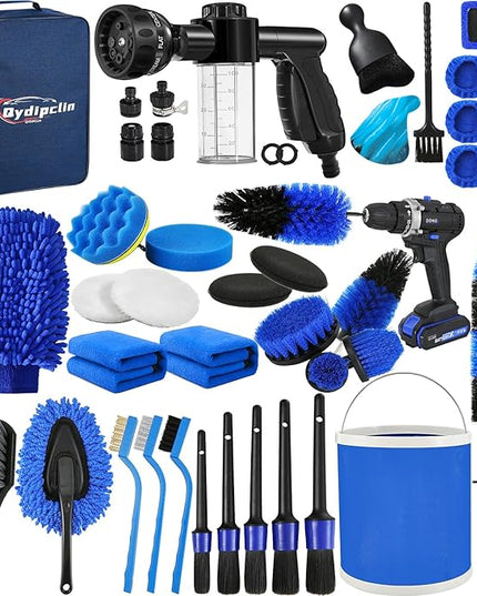 42Pcs Car Detailing Kit, Car Detailing Brush Set, Car Wash Cleaning Kit, Car Detailing Brushes, Professional Car Care Kit for Interior Exterior Wheels, Blue