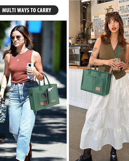 Canvas Tote Bag for Women Crossbody Work Purse with Pockets Top Handle Handbag Satchel Bags for Travel Nurse Teacher