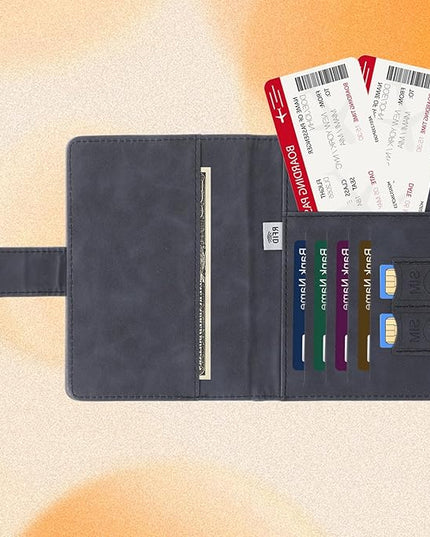 2 Pack Passport Holder for Travel, Passport Wallet Cover Case Waterproof RFID Blocking Passport Holder with Pen Holder Travel Essential, Passport Book Holders for Women and Men(C)