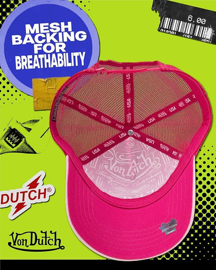 Von Dutch Unisex Trucker Hat - Curved Bill Mesh Back Retro Classic Adjustable Snapback Baseball Cap for Men and Women