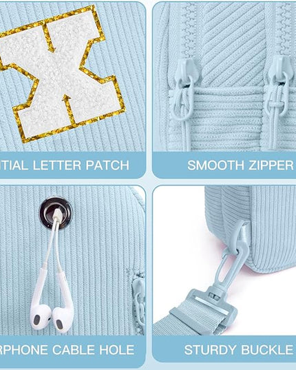 Viverte Small Corduroy Sling Bag Initial Crossbody Bag Fanny Pack for Girls Personalized Birthday Gifts for Teen Girls Gifts