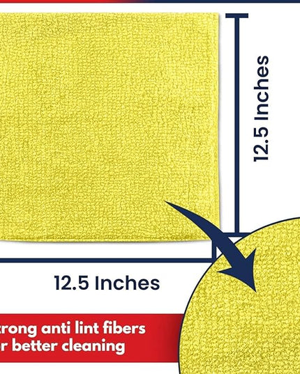 USANOOKS Microfiber Cleaning Cloth Yellow - 8 Pcs 12.5"x12.5" - High Performance - 1200 Washes, Ultra Absorbent Towels Weave Grime & Liquid for Streak-Free Mirror Shine - Car Washing Cloth