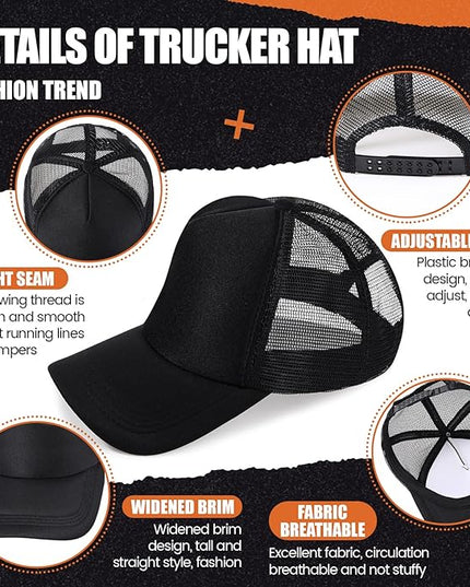 10 Pcs Sublimation Blank Trucker Hats Bulk Mesh Baseball Cap Polyester Mesh Trucker Hat for Men and Women