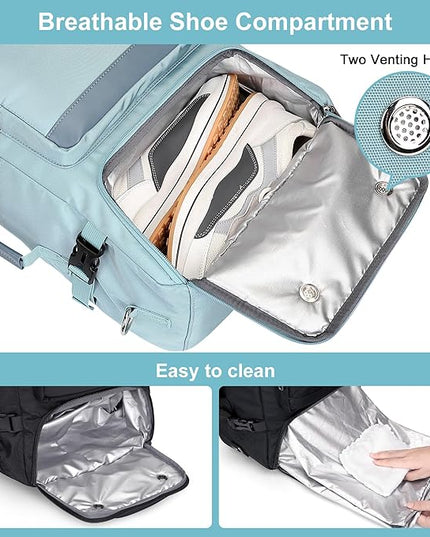 PIJUSHI Carry on Travel Backpack for Women Convertible Duffel Bag Backpack Large Luggage Rucksack Fit 16 Inch Laptop(PE039 Blue)