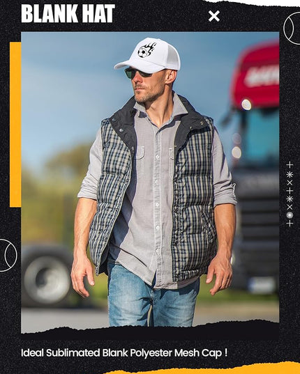 10 Pcs Sublimation Blank Trucker Hats Bulk Mesh Baseball Cap Polyester Mesh Trucker Hat for Men and Women