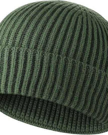 ROYBENS Swag Wool Knit Cuff Short Fisherman Beanie for Men Women, Winter Warm Hats