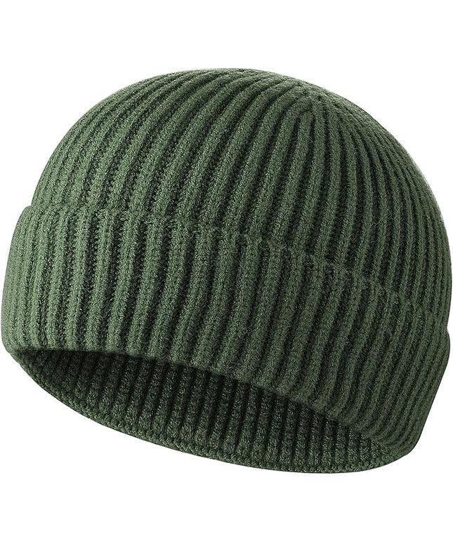 ROYBENS Swag Wool Knit Cuff Short Fisherman Beanie for Men Women, Winter Warm Hats
