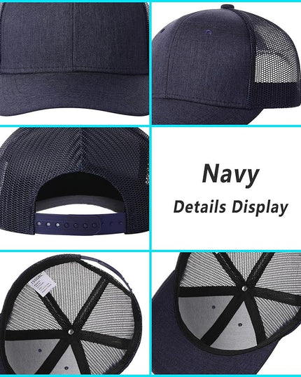 TSSGBL 2 Pack Snapback Trucker Baseball Hats Mesh Back Adjustable Blank Ball Caps for Men Women