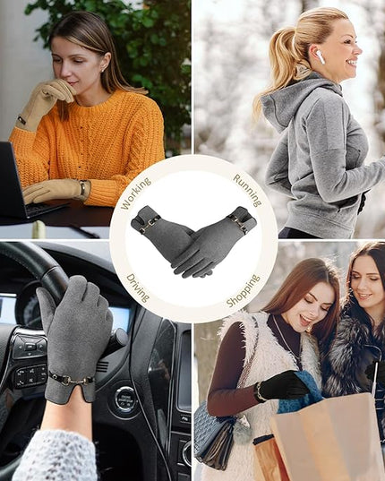 Clothirily Winter Gloves for Women, Touchscreen Texting Winter Gloves Women, Fleece Lined Warm Winter Glove for Cold Weather