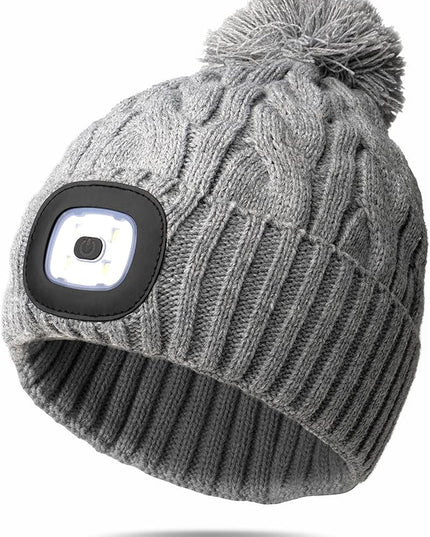Night Scope Classic Rechargeable LED Warm Knit Beanie Head Light Hat Headlamp for Outdoor Activities
