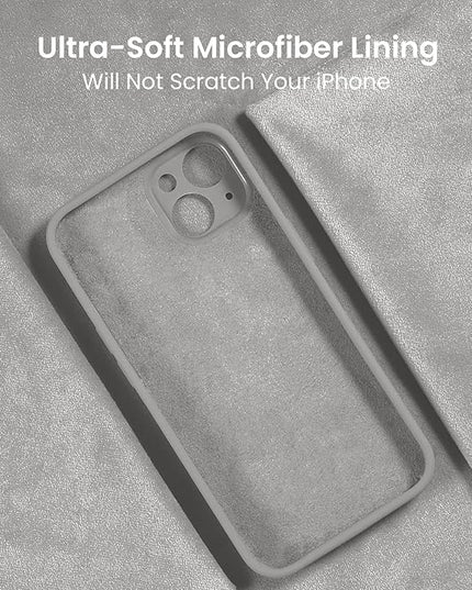 FireNova Designed for iPhone 15 Plus Case, Silicone [Camera Protection] Case with [2 Screen Protectors], Soft Anti-Scratch Microfiber Lining Inside, 6.7 inch, Natural Titanium