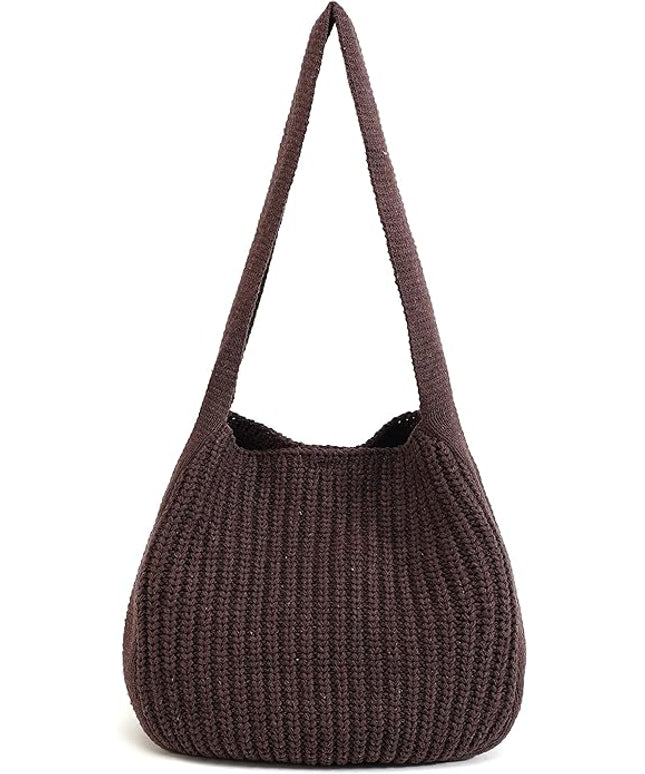ENBEI Women's Crochet Tote Bag Knit Shoulder bag,Aesthetic Bag,Cute Eco-Friendly Tote for Travel,Daily Use,Gift Box Packaging