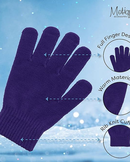 Motique Accessories Ladies Gloves Magic Knit Gloves for Women Solid Colors