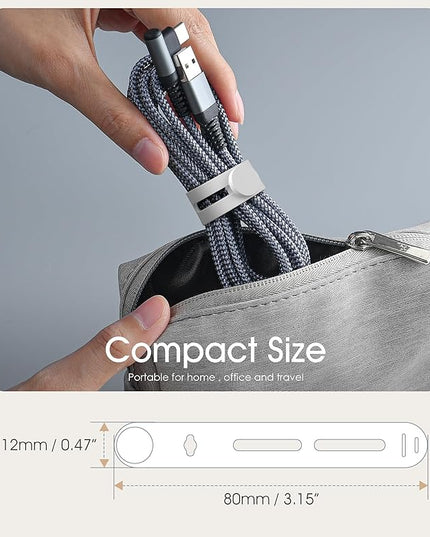20Pcs Nearockle Reusable Cable Ties, Adjustable Silicone Cord Organizer Small Zip Ties for Charging Cords Earphone Computer Wire, Office Desk Cable Management Travel Accessories(White)