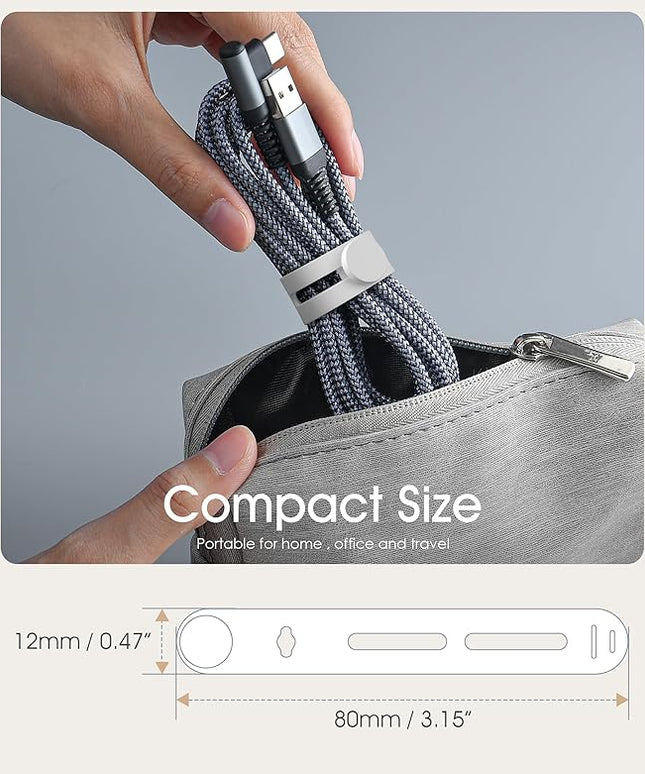 20Pcs Nearockle Reusable Cable Ties, Adjustable Silicone Cord Organizer Small Zip Ties for Charging Cords Earphone Computer Wire, Office Desk Cable Management Travel Accessories(White)