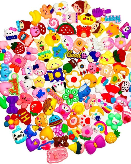 100pcs Non-Repeating 3D Stickers, Cute Decorations, Resin Charms,Flatback Charms,DIY Materials,Laptop and Phone case Decorations