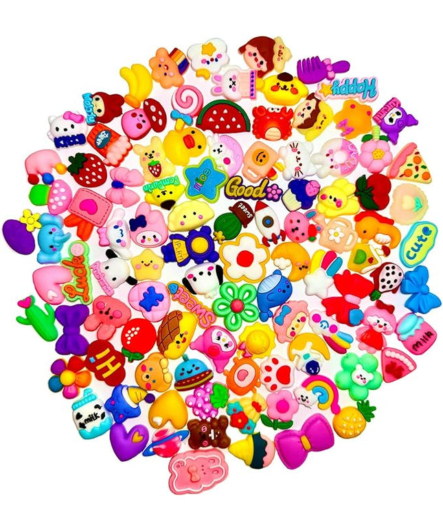 100pcs Non-Repeating 3D Stickers, Cute Decorations, Resin Charms,Flatback Charms,DIY Materials,Laptop and Phone case Decorations