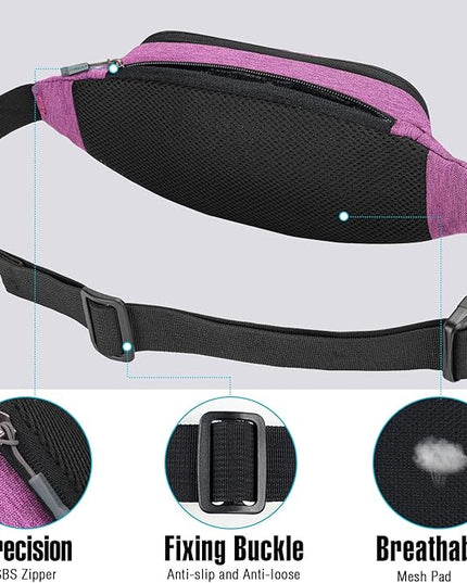 WATERFLY Fanny Pack Waist Bag: Small Hip Pouch Bum Bag Fannie Pack Phanny Fannypack Waistpack Bumbag Beltbag Sport Slim Fashionable for Jogging Hiking Hiker Woman Man