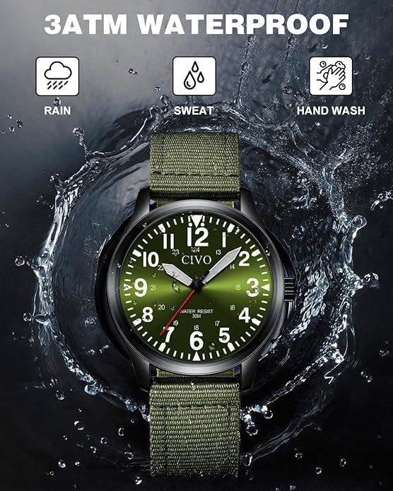 CIVO Analog Wrist Watches for Men: Waterproof Stainless Steel Mens Watches - Silver Watch with Easy Read Dial Men's Watch for Gift