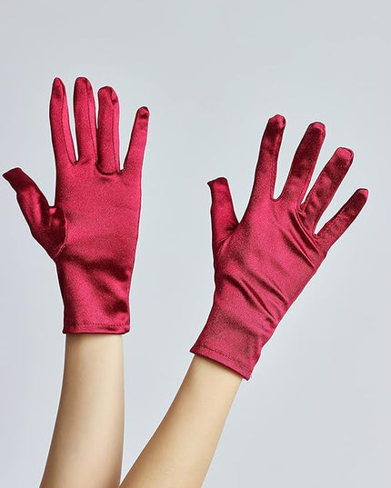 Sahabowi Satin Gloves Formal Bridal Banquet Party Wedding Opera Solid Colorful Mitten For Women